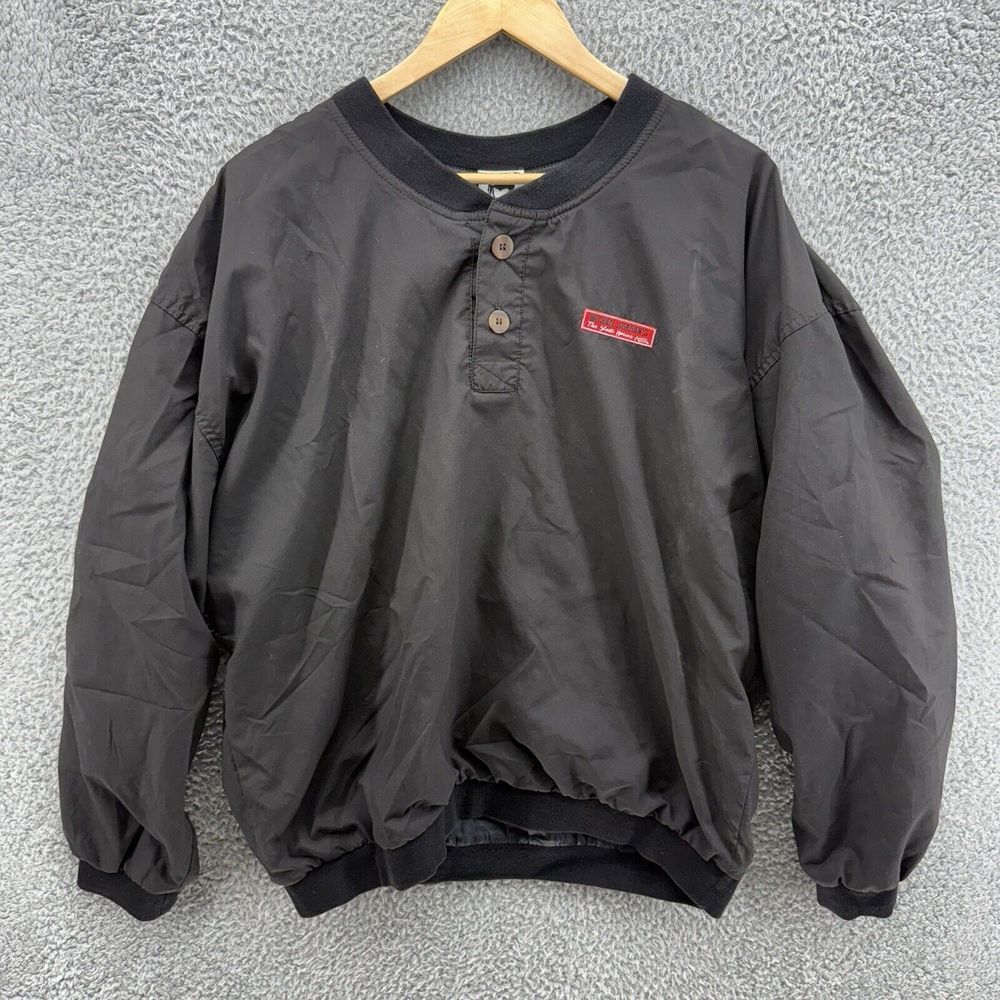 VTG Michael Jordan Steak House NYC Mens XXL Black Jacket Pullover‎ Button READ